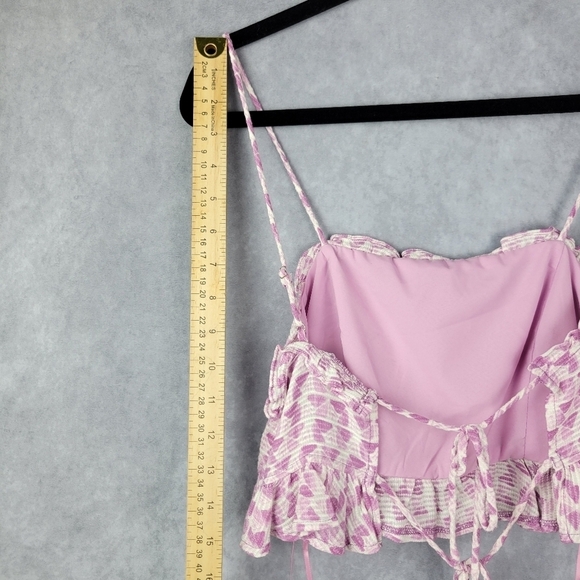 Bundle Only :Sky to Moon Floral Cropped Blouse Size M Rayon Adjustable  Purple - Picture 8 of 9